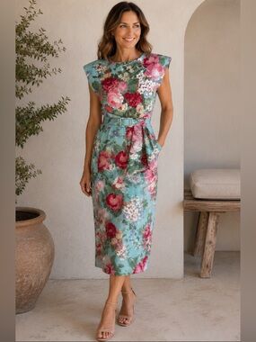 🌸 Stunning Vintage Eber San Francisco Floral Peplum Dress 🌸
